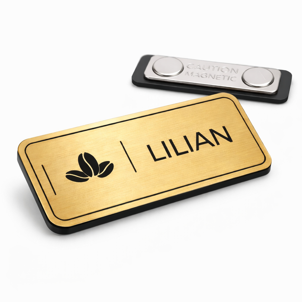 Broche Crachá Magnético Personalizado Nome Logo Profissão Escovado Para Empresa Ou Formatura em Oferta na Shopee