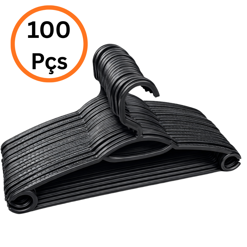 Kit 100 Cabide Antiderrapantes Cabides Para Roupas Resistentes Não Marca Roupa Cruzeta Arara