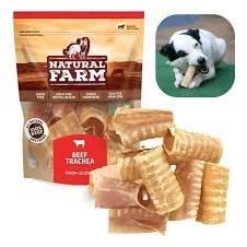 12 Unidades Mordedor Petisco para Cães Traqueia Bovina Natural Farm