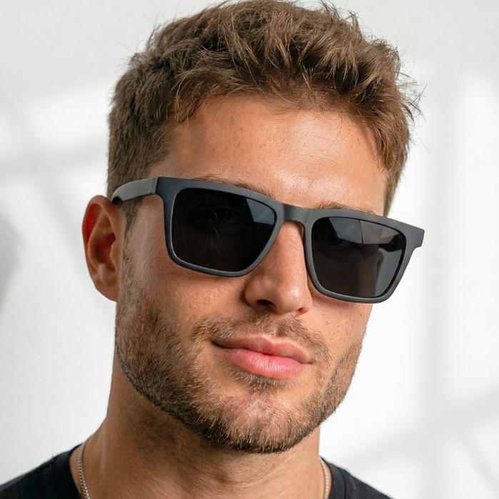 Óculos de Sol Napole Preto Fosco Quadrado Premium Clássico Esportivo uv400 Feminino Masculino