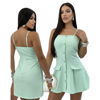 Vestido Macaquinho Feminino Elegante Alça Reguladora Moda Blogueira social