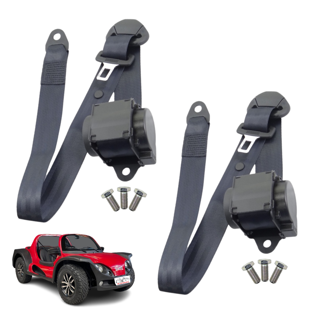 kit 2 Cinto De Segurança Retrátil 3 Pontos Bugue Buggy Dianteiro Ou Traseiro Parafusos