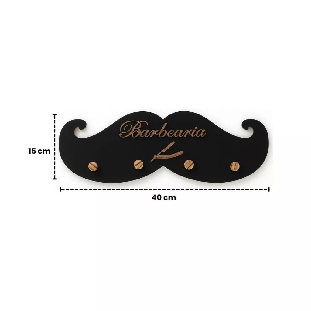 Cabideiro Bigode MDF para Capas de Corte Barbearia 4 Pinos — imagem 2 de 2