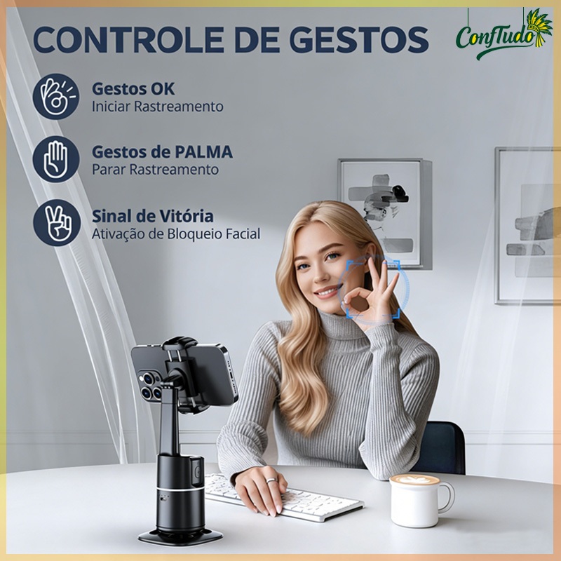 Smartphone Stand 360 ° rotativo rastreamento facial para iPhone e telefones Android