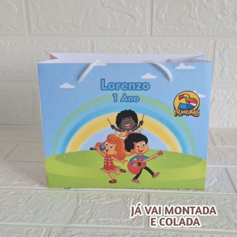 Sacolinha  Personalizada Três palavrinhas Menino ( já vai montada) Lembrancinha |Aniversário |Festa Infantil