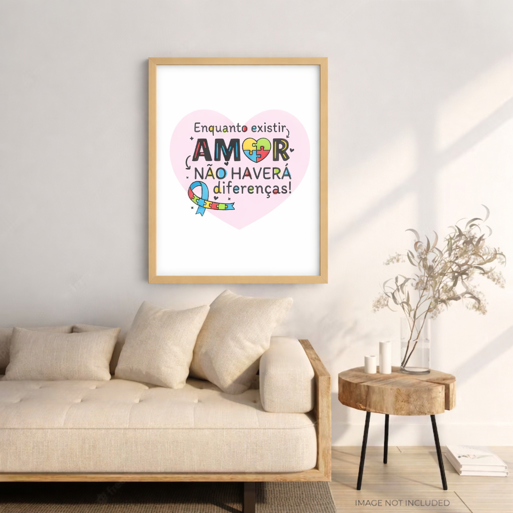 Quadro Decorativo Autismo quebra cabeça  inclusão amor AT6