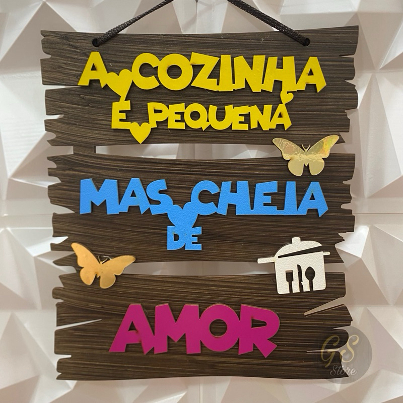 Quadro Decorativo A COZINHA É PEQUENA MAS É CHEIA DE AMOR