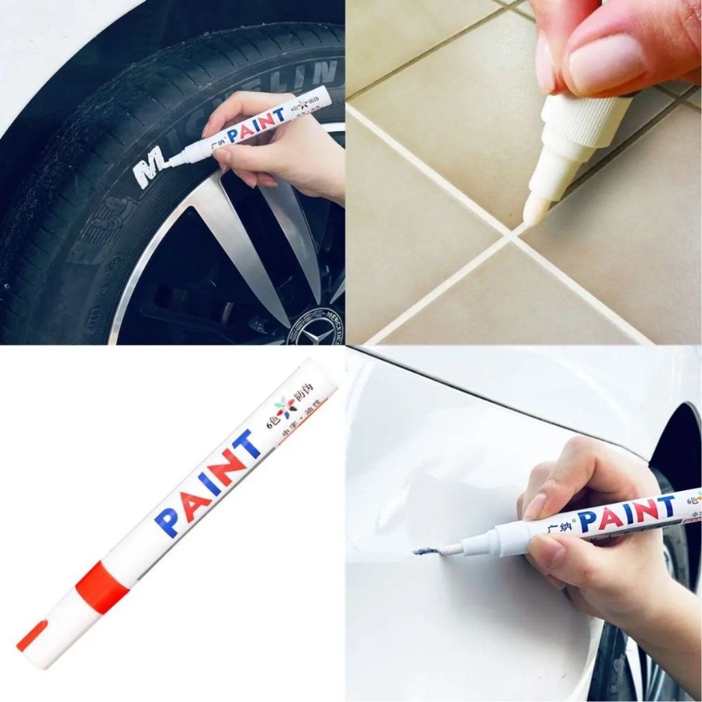 Caneta Reparadora Paint Tira Riscos Rejunte Pinta Pneu De Carro Placa Branco Vermelho Prata E Preto — imagem 2 de 2