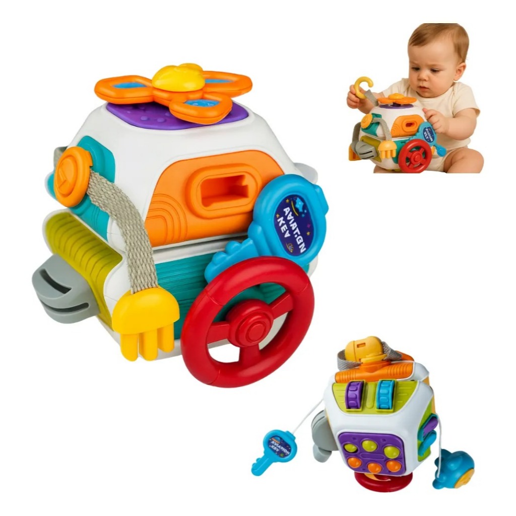 Cubo Atividades Sensorial Brinquedo Educativo Didático Montessori 6 em 1 - Bebê Menino Menina Atividades Dia a Dia