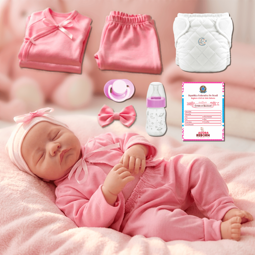 Boneca Reborn Bebê Realista em Vinil Siliconado com Olhos Fechados Pode Tomar Banho Envio Imediato