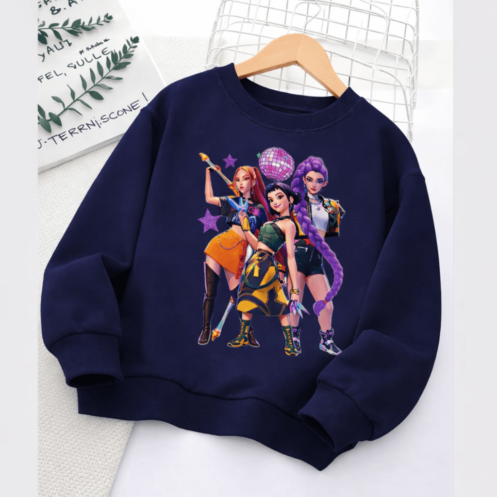 Moletom Guerreiras do  K-Pop Estilosa Blusa para Meninas Delicado flanelado 2 ao 12 sem capuz em Oferta na Shopee