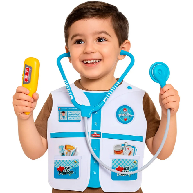 Brinquedo infantil Kit medico enfermeira com estetoscópio e acessórios infantil faz d conta presente