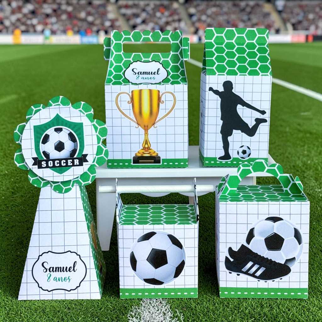 Kit Festa Infantil Caixinhas tema Futebol -  Lembrancinhas aniversário Personalizadas - PEGUE E MONTE