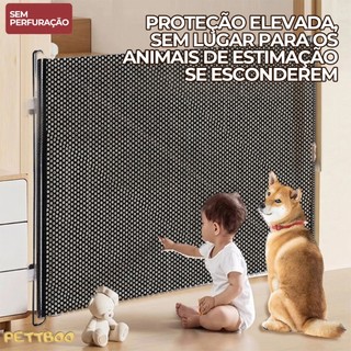 Portão Retrátil de Proteção para Gatos e Cachorros | Cerca Portátil para Porta Pet
