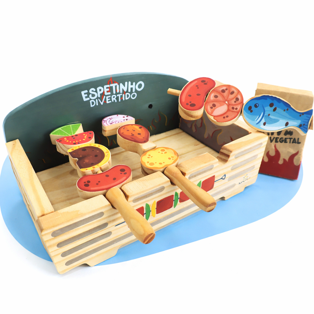 Kit Educativo Mini Churrasqueira Madeira Brinquedo Pedagógico Infantil em Oferta na Shopee
