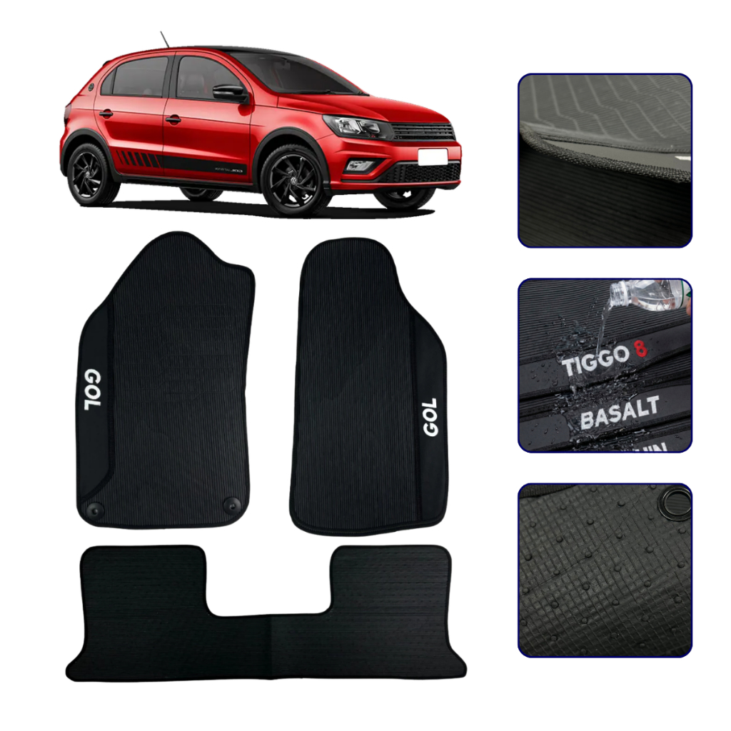 Jogo de Tapete Emborrachado Para Gol G7 2012 a 2020 Kit Automotivo Premium 3 peças