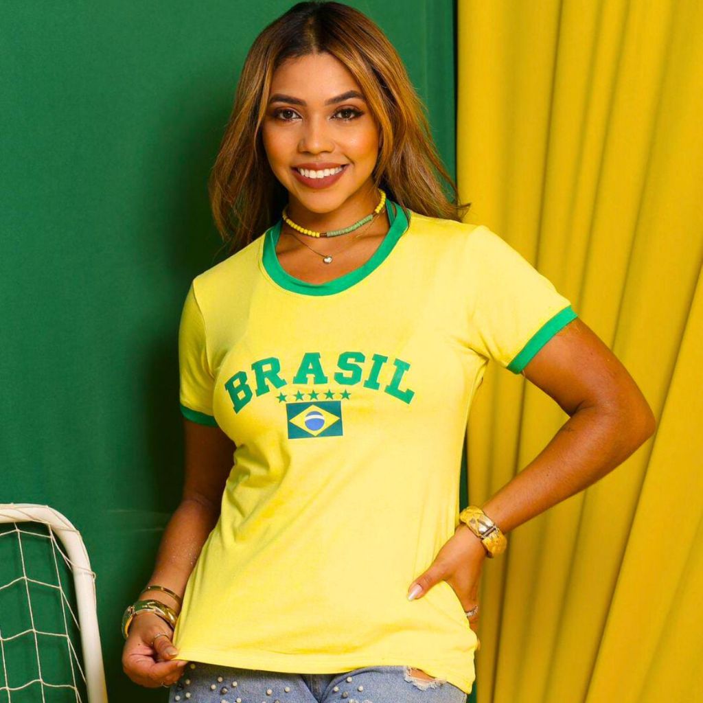 Camiseta Brasil Feminina Tshirt Blusa Camisa Copa do Mundo 2026 Torcedor Torcida Brasileira