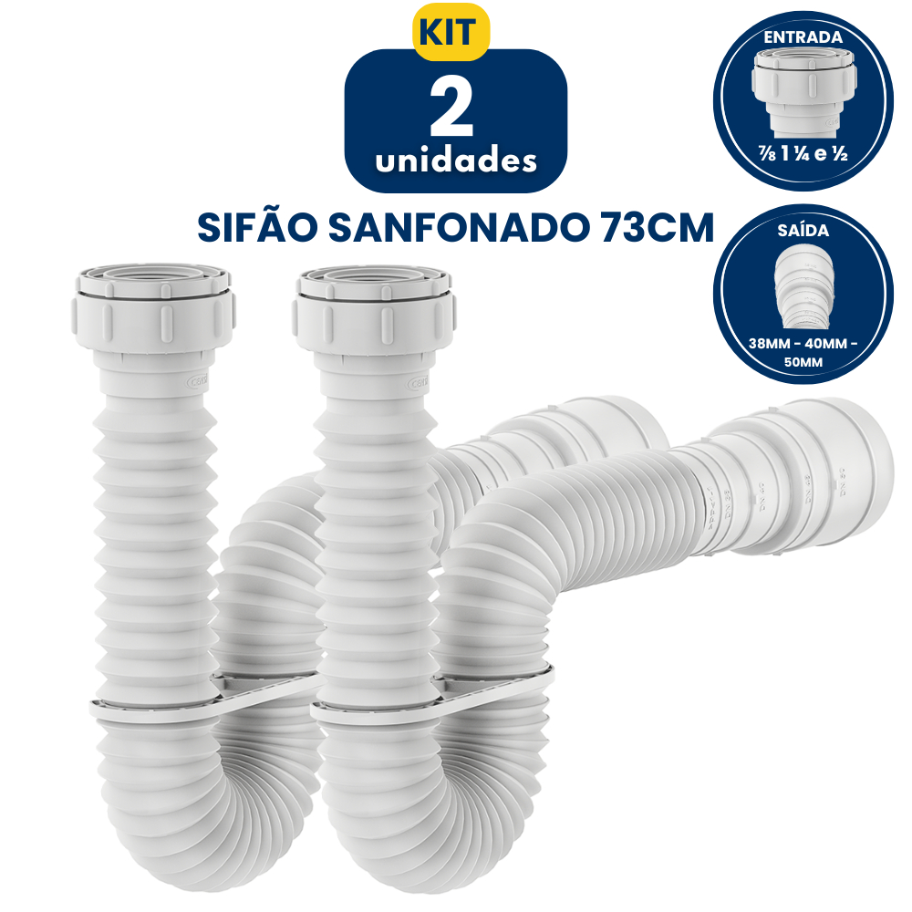 Kit 2 Sifão Sanfonado Universal 73cm Ajustável Para Pia Lavatório e Tanque em Oferta na Shopee