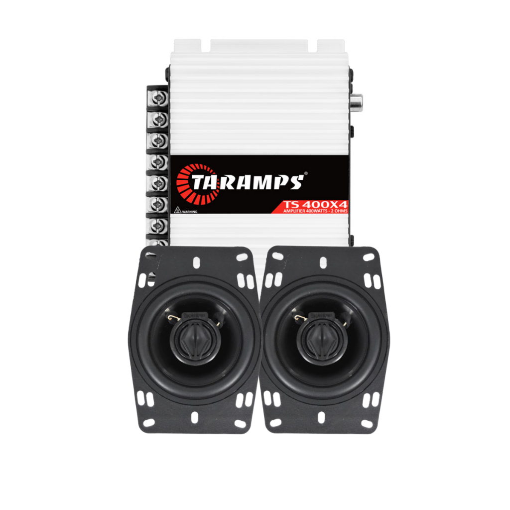 Kit Completo Som Automotivo Amplificador Taramps TS 400X4 + 2 Alto-falantes Bomber BBR 4 Polegadas