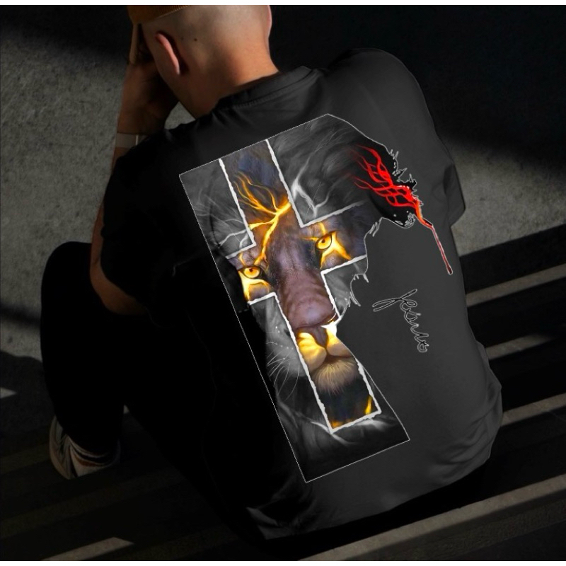 camiseta estampada tecido 100 algodão estampa religiosa nas na costa e na frente cores vibrantes que não desbotam