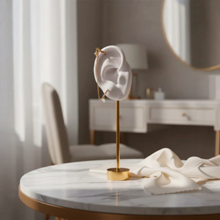 Expositor Brinco Joias Bijuterias grandes Orelha Branca com Suporte de Metal Banhado Dourado em Oferta na Shopee