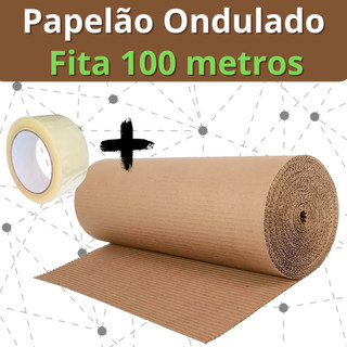 Papelão Ondulado Rolo 40cm x 10 metros Fita Durex 100m Embalagem, Proteção e Transporte Embalagem