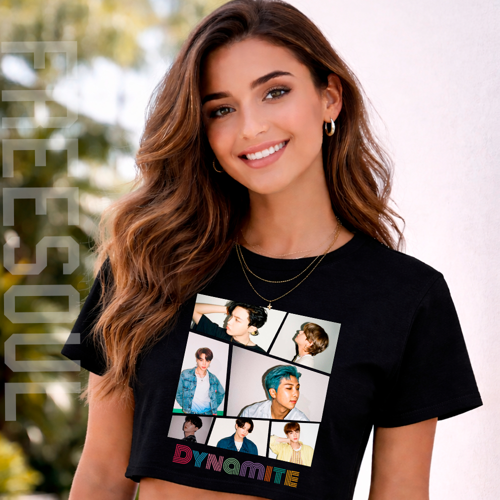 Blusa Cropped Feminino OVERSIZED Dynamite bts kpop world tour army em algodao unissex