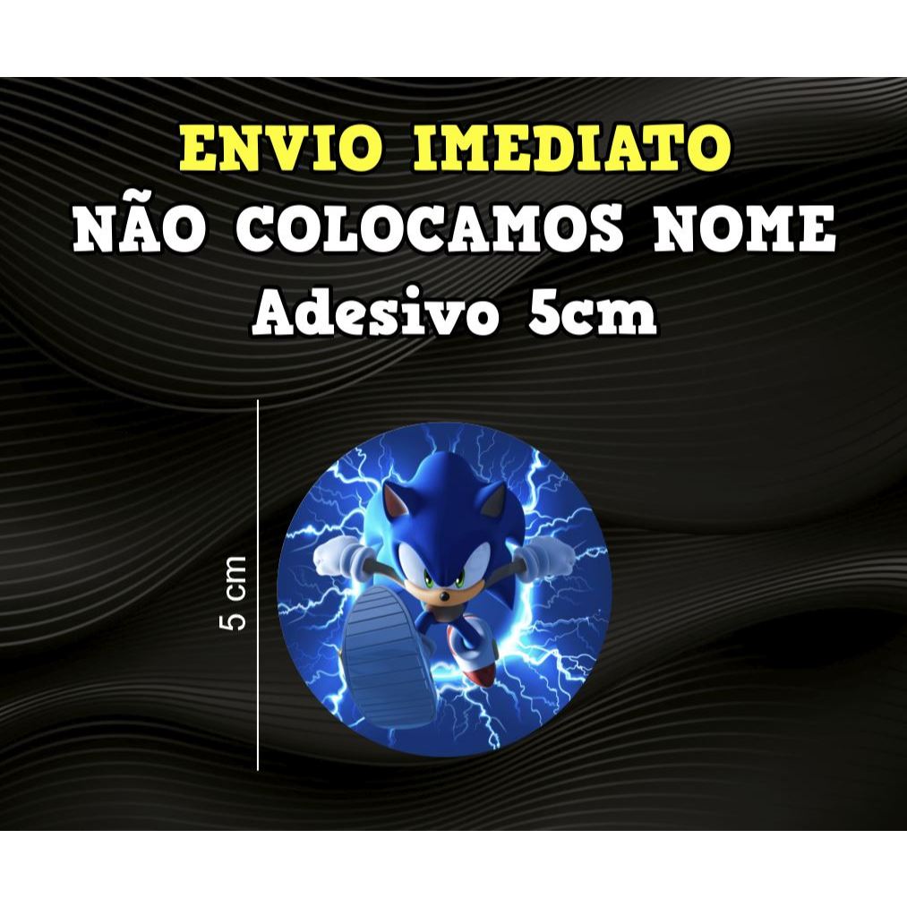 Adesivo 5cm para Decoração em Geral / Latinha (COM CORTE) - Sonic