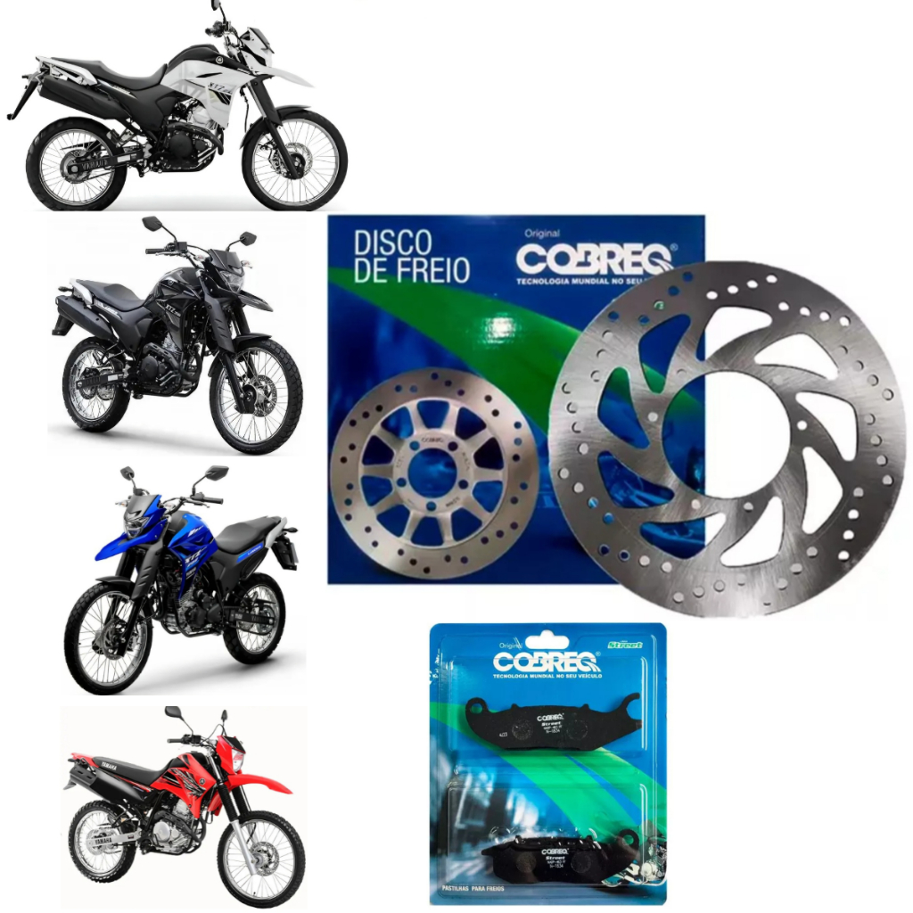 Disco Freio Roda Dianteiro + Pastilha Cobreq XTZ 250 LANDER C/ABS 2016 2017 2018 2019 2020 2021 2022