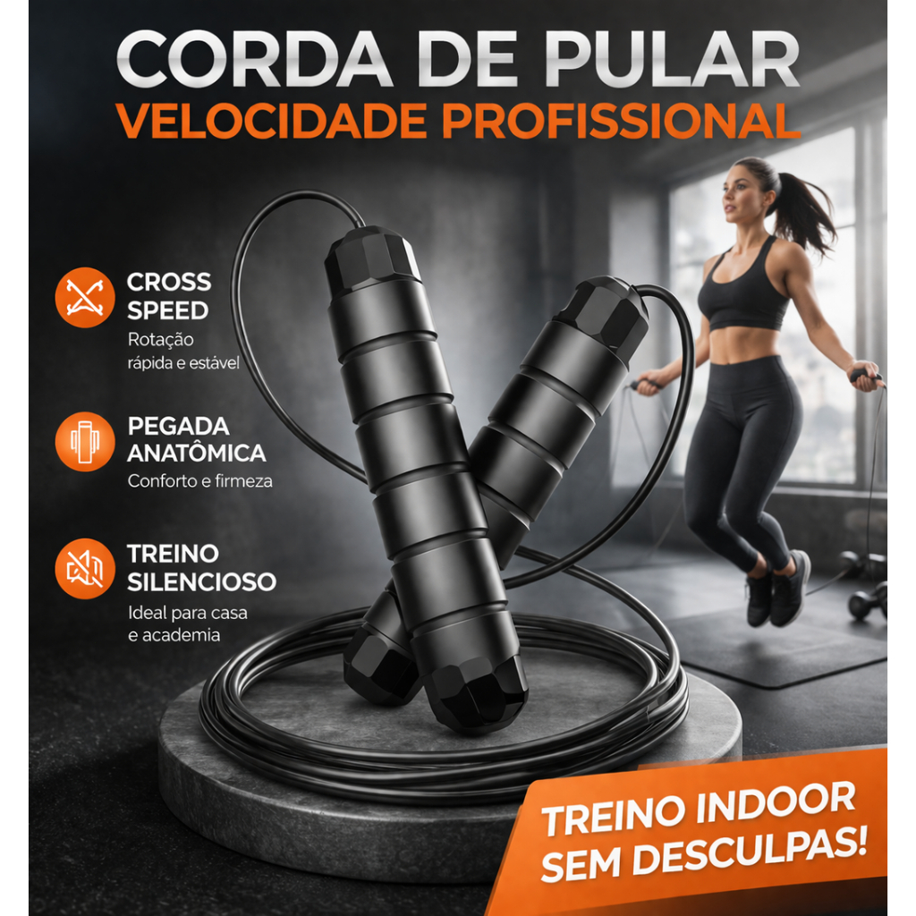 Corda de Pular Profissional 3m Ajustável – Queime Calorias em Casa, Speed Rope para Cardio e CrossFit