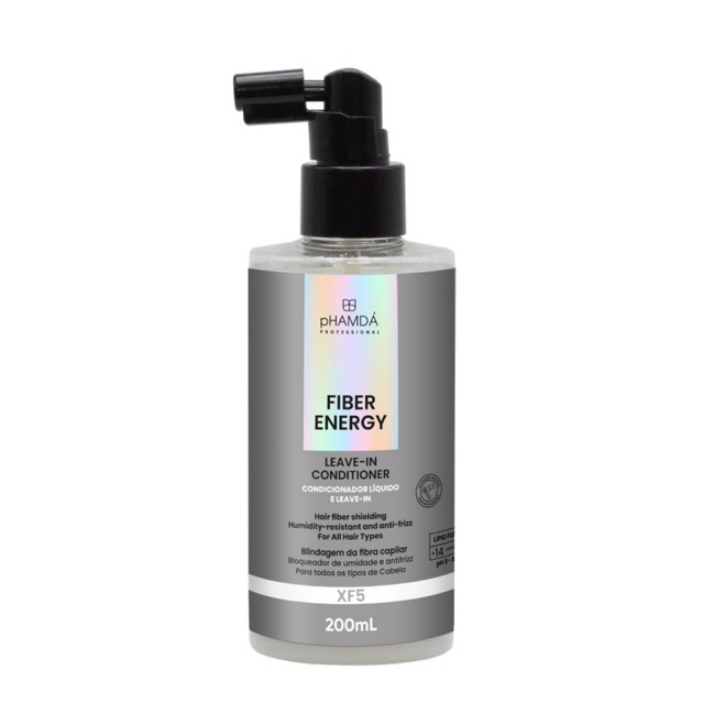 Leave-in Anti Frizz Antiumidade Proteção Térmica Brilho Intenso Cabelo Alinhado pHAMDÁ 200ml