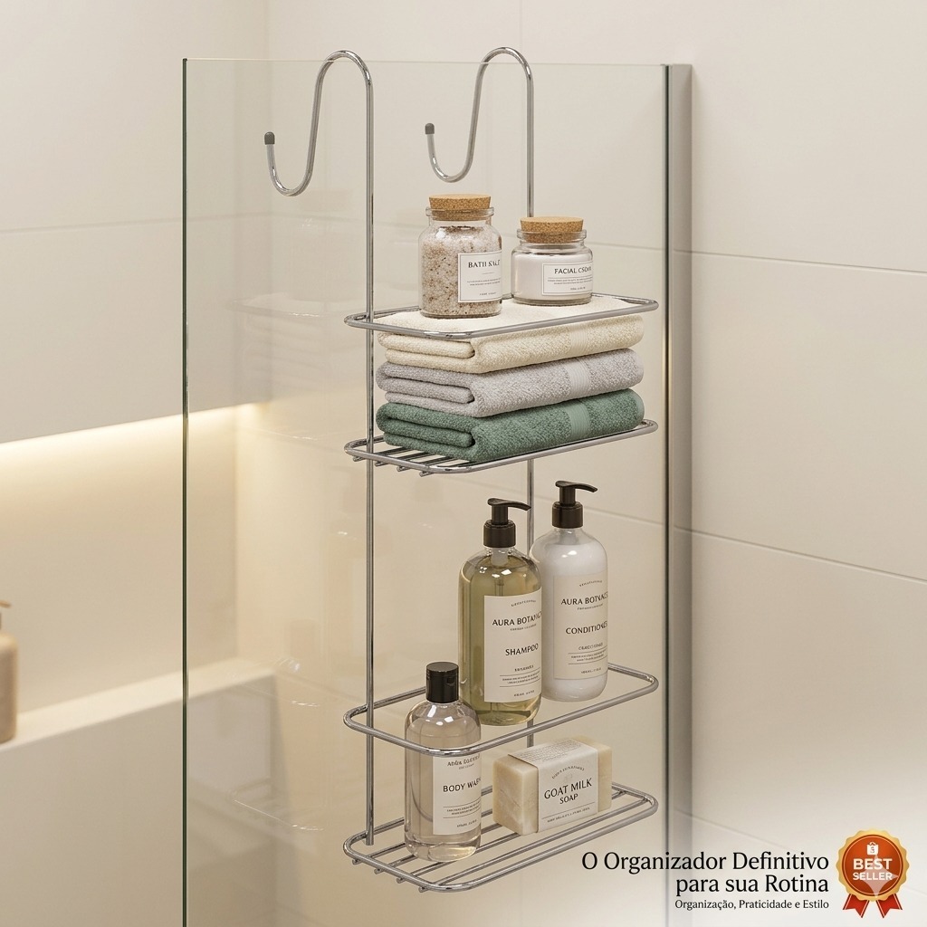 Organizador Porta Shampoo Banheiro Sem Furo Suporte De Pendurar Box em Oferta na Shopee