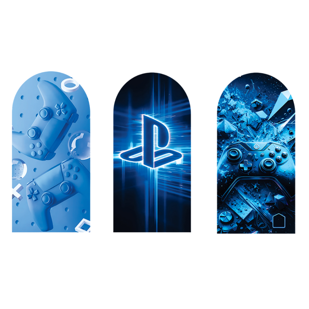 Capa Decorativa Painel Romano Festa Gamer Controle Console VideoGame Aniversário Menino Bibi Painéis