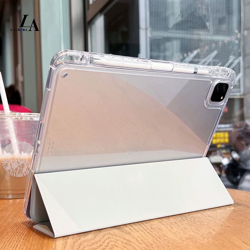 Capa compatível com iPad A16/10ª/7/8/9 Couro + TPU Transparente, Toque Suave, com Porta Caneta, Não Danifica