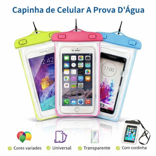 Kit Capa Celular Prova Agua Transparente Universal Protecao Toque Sensivel VedacaoPraia P…