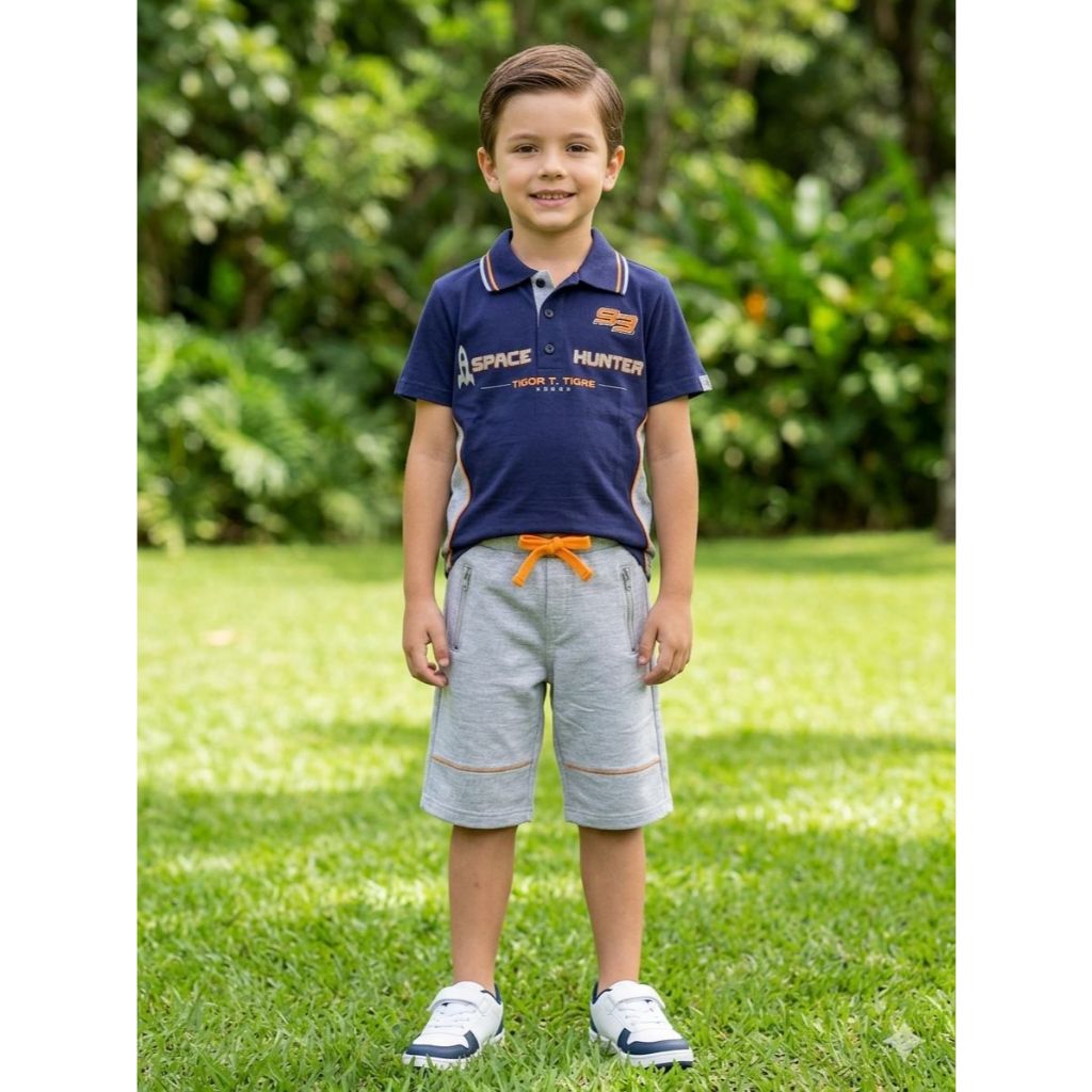 CONJ: SHORT C/ CAMISA GOLA POLO TIGOR ORIGINAL TAM: 8 ANOS!