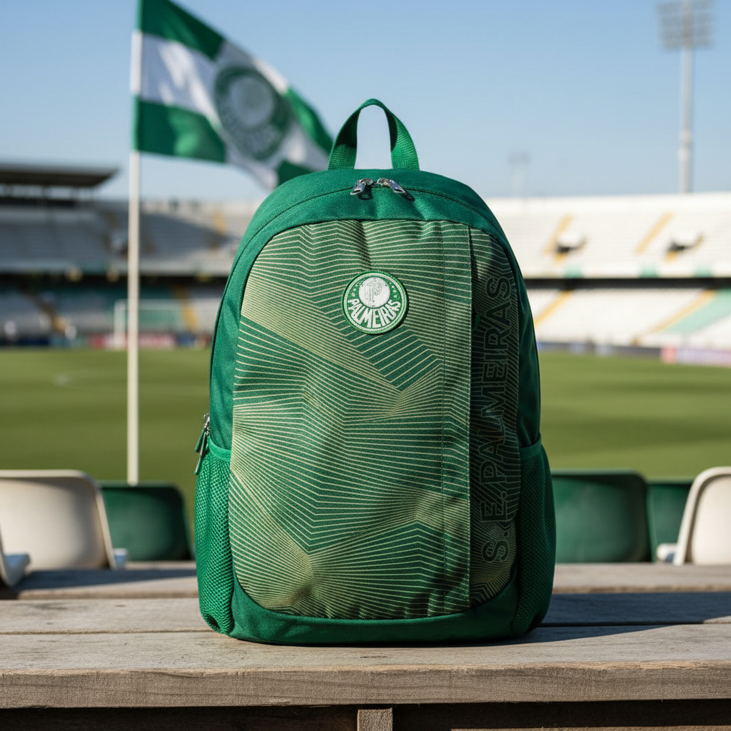 Mochila Grande Palmeiras X01 Sestini Verde Oficial do Torcedor, Espaçosa para Escola e Viagem