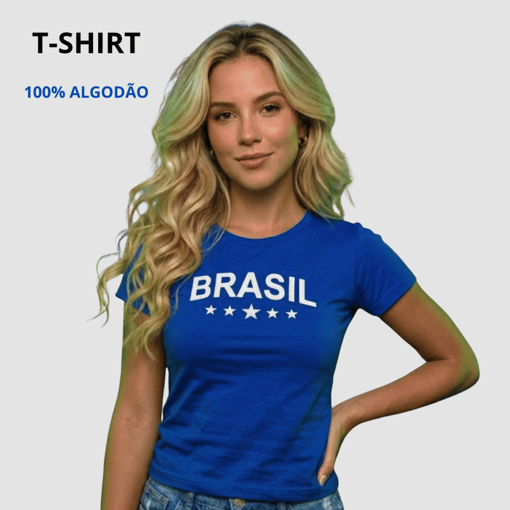 Camiseta Feminina BabyLook Brasil Copa do Mundo