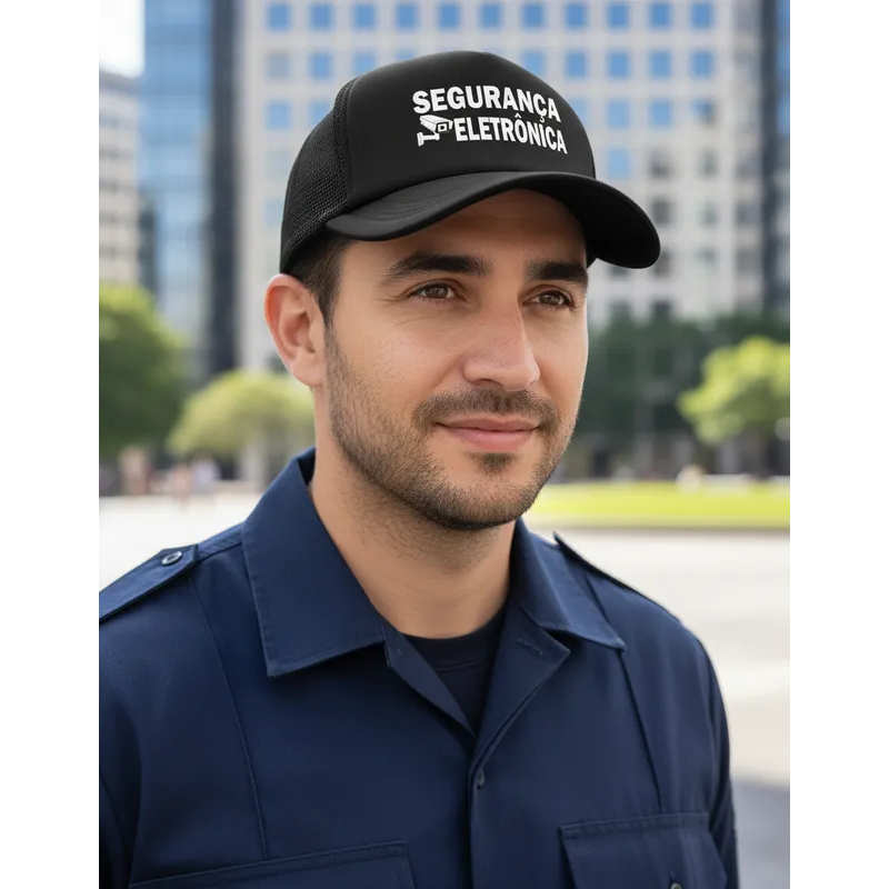Boné Segurança Eletrônica Uniforme Profissional Segurança Vigilancia