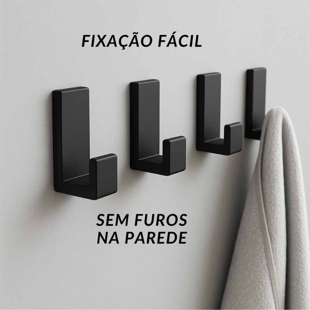 Kit 2/3/4/5/6 Gancho Cabide Parede Toalhas Banheiro Quarto Cozinha Dupla Face 3M Fácil Instalação