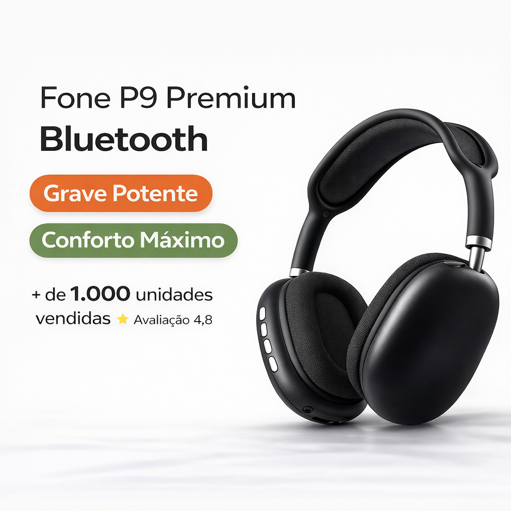 Fone de Ouvido Bluetooth TWS P9 - Áudio de Alta Fidelidade e Cancelamento de Ruído