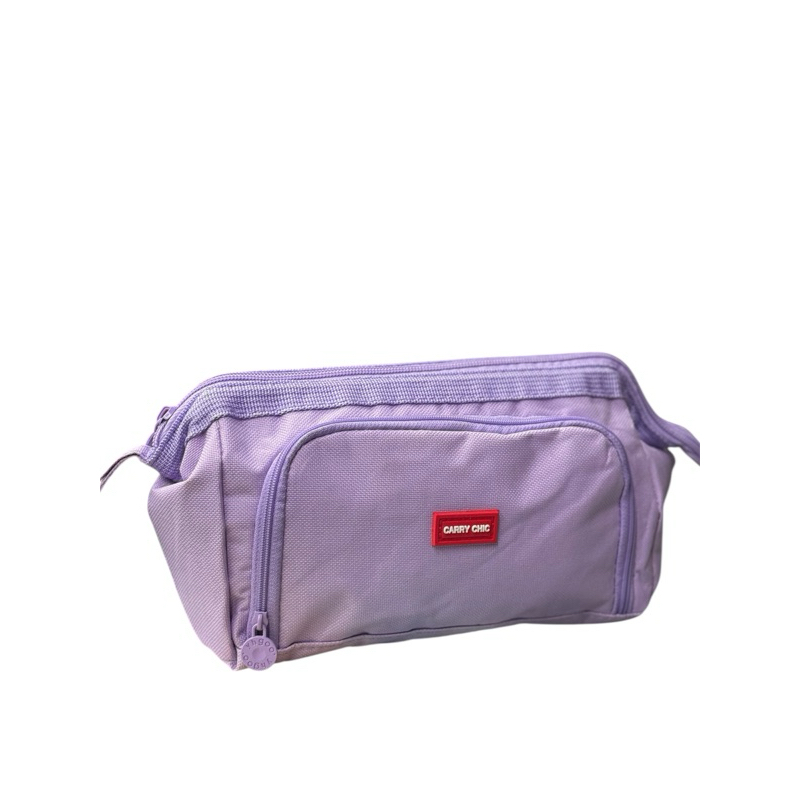 Necessaire Feminina Nylon Bolsa Organizadora Maquiagem Viagem Compacta Com Zíper Lilás