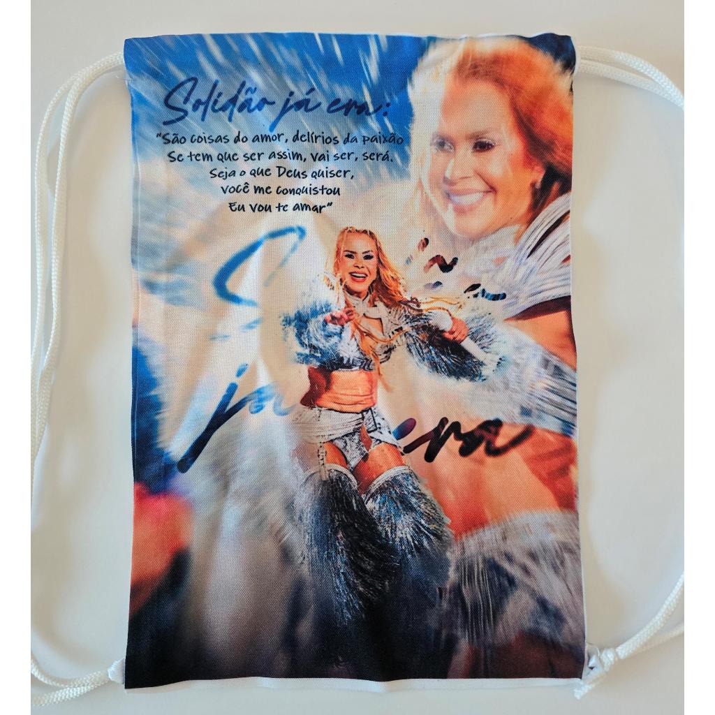 Mochila saco Joelma - personalizada Isso é Calypso - frente e verso
