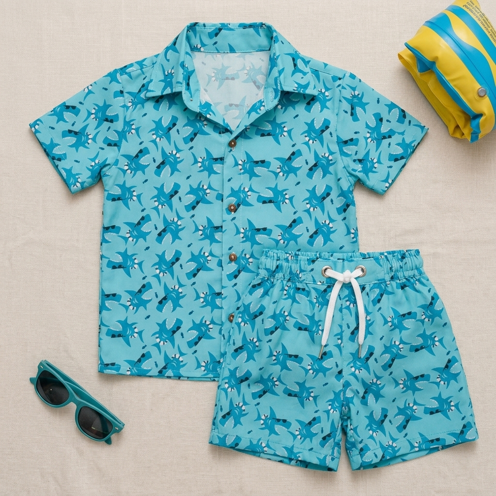 Conjunto Masculino Menino Infantil Verão Manga Curta Animais, Herois, Homem-Aranha, Pool-party Conjunto