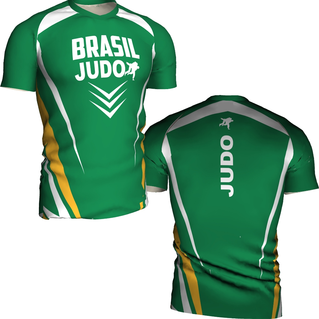 Rash Guard Judo 2 Brasil - Camiseta Brasil Manga Curta Judo