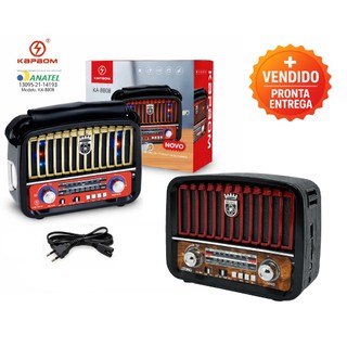 Rádio retrô portátil multibanda AM FM SW Entrada USB SD AUX Vintage Prático graves X-Bass potente
