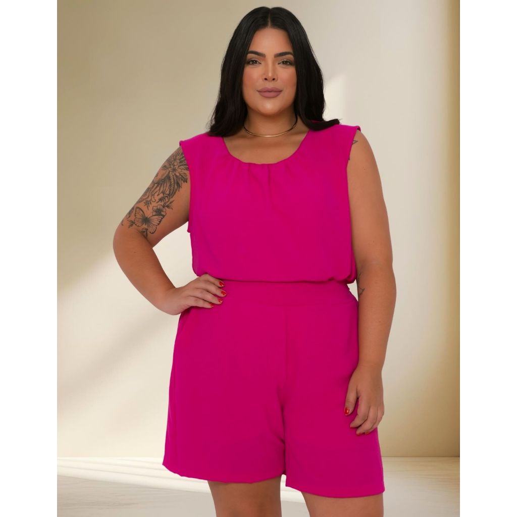 Conjunto Feminino Plus Size Short Blusa Verao Luxo Festa Elegante Confortavel Alfaiataria 52 54 56 Fashion