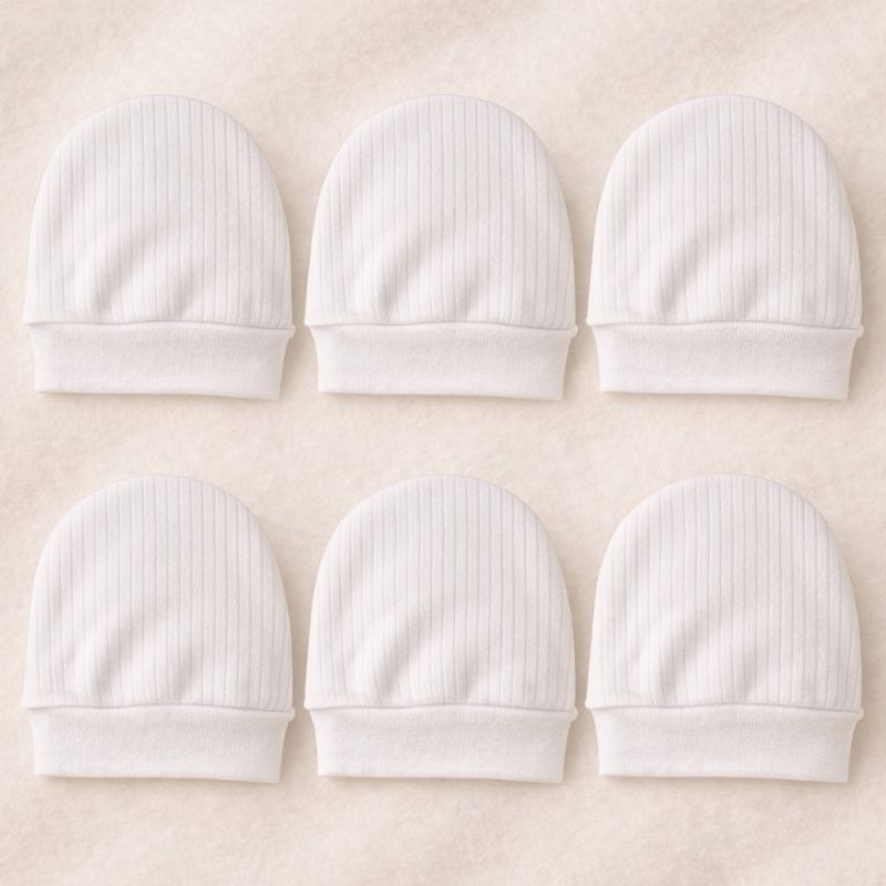 6 Gorros de Suedine Bebê Recem Nascido Branco 100% Algodão Saída de Maternidade Unissex
