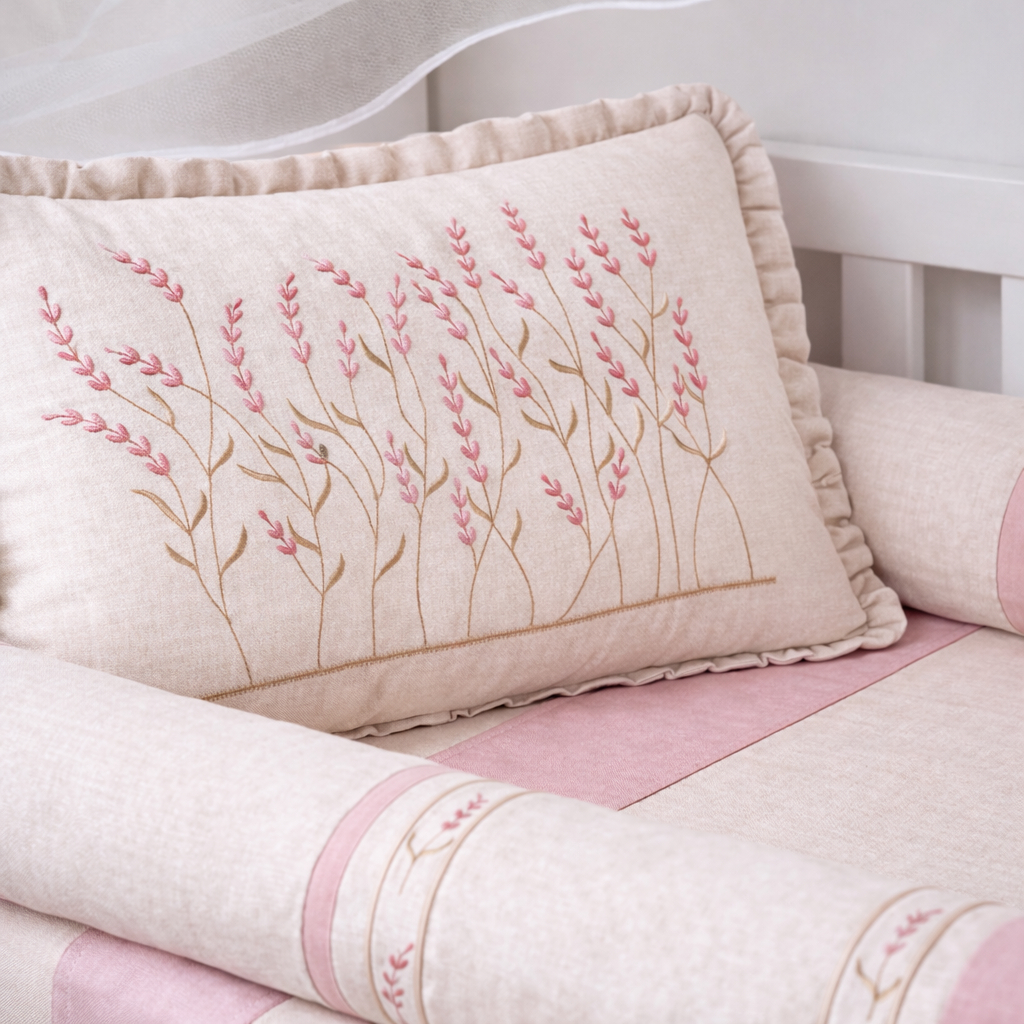 Kit Berço Bordado Americano Menina Menino  Veneza Bordado Algodão Com lençol de Elástico Mosquiteiro