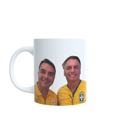 Caneca Personalizada Brasil Amarela – Flávio Bolsonaro e Jair messias Bolsonaro Presente Criativo Alta Qualidade 325ml